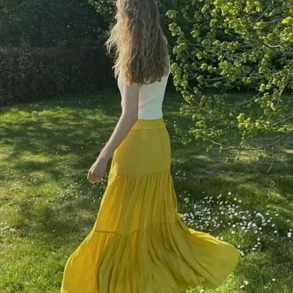 H&M Skirts Hm Maxi Mustard Skirt Poshmark